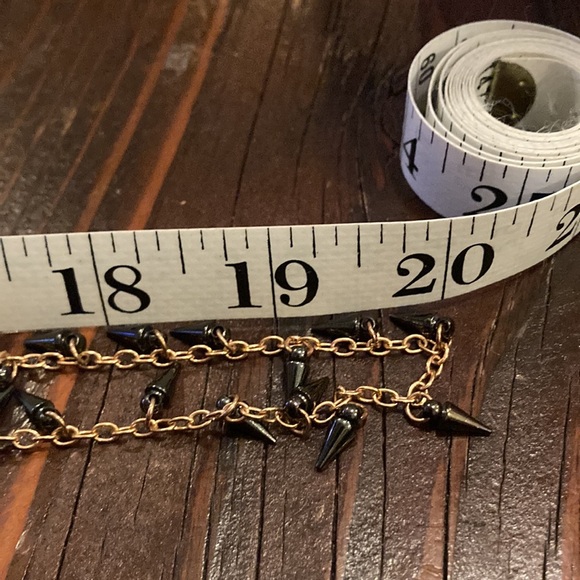 Marc by Marc Jacobs long statement necklace rose gold chain with gunmetal spikes - Picture 6 of 6